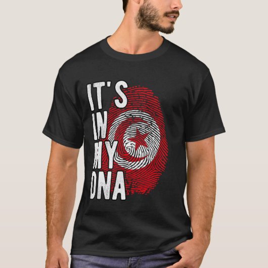 私のおもしろいDNAチュニジア国旗の指紋にある Tシャツ (正面)