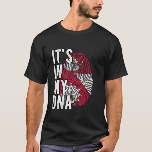 私のおもしろいDNAネパール国旗の指紋にある Tシャツ (正面)