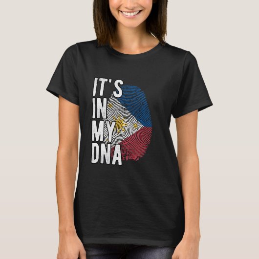 私のおもしろいDNAフィリピン国旗の指紋にある Tシャツ (正面)
