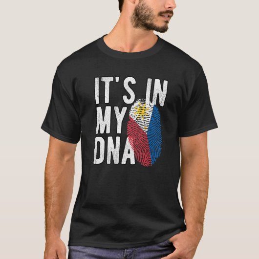 私のおもしろいDNAフィリピン国旗の指紋にある Tシャツ (正面)