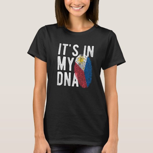 私のおもしろいDNAフィリピン国旗の指紋にある Tシャツ (正面)