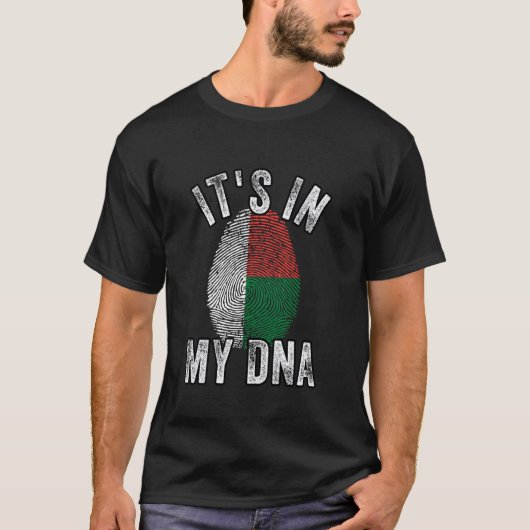 私のおもしろいDNAマダガスカル国旗の指紋にある Tシャツ (正面)