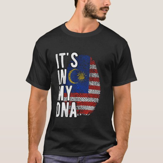 私のおもしろいDNAマレーシア国旗の指紋にある Tシャツ (正面)