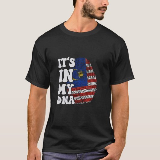 私のおもしろいDNAマレーシア国旗の指紋にある Tシャツ (正面)