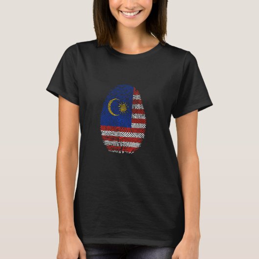 私のおもしろいDNAマレーシア国旗の指紋にある Tシャツ (正面)