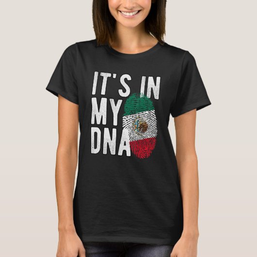 私のおもしろいDNAメキシコ国旗の指紋にある Tシャツ (正面)