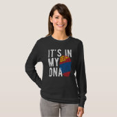 私のおもしろいDNAモンゴリア国旗の指紋にある Tシャツ (正面フル)