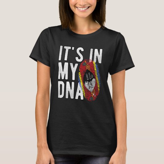 私のおもしろいDNA Eswatiniフラグの指紋にある Tシャツ (正面)