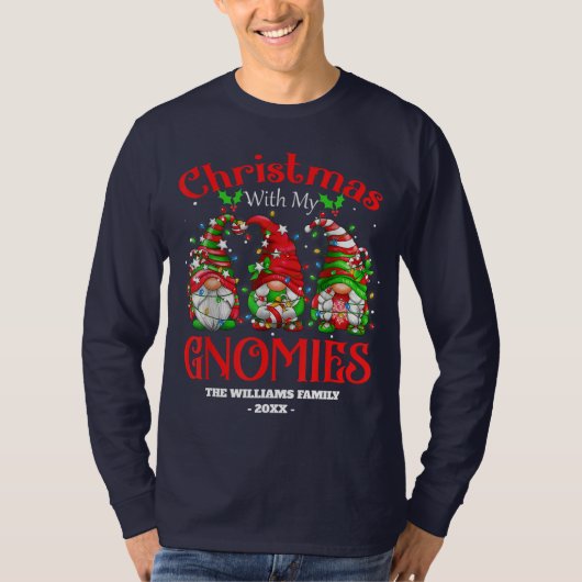 私のおもしろいGnomies家族の格言クリスマスとクリスマス Tシャツ (正面)