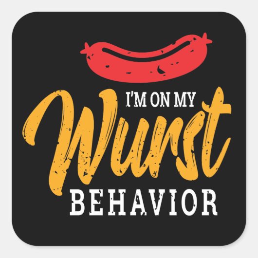 私のおもしろいWurst Behaviorオクトーバーフェスト スクエアシール (正面)
