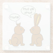 私のお尻が痛い！ー何が？ ガラスコースター (裏面)