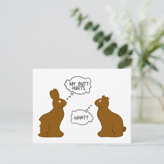 私のお尻は|イースターのウサギを傷つけます シーズンポストカード (スタンド正面)