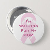 私のお母さんのためのKRWのピンクのリボンのカスタムな歩く 缶バッジ (正面&裏面)