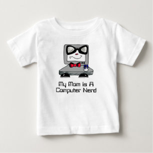 私のお母さんはベビーのためのコンピュータおたくのギークのワイシャツ ベビーTシャツ