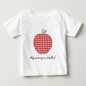 私のお母さんは先生のワイシャツの赤いギンガムAppleです ベビーTシャツ (正面)