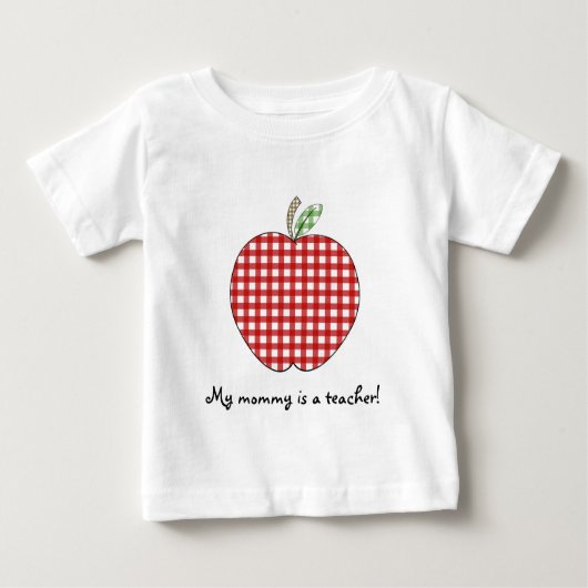 私のお母さんは先生のワイシャツの赤いギンガムAppleです ベビーTシャツ (正面)