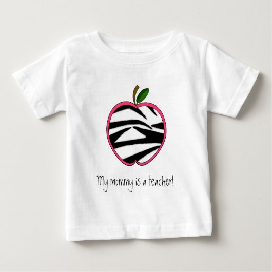 私のお母さんは先生-シマウマのプリントAppleです ベビーTシャツ (正面)
