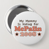 私のお母さんはMcPalin 2008ボタンのために投票しています 缶バッジ (正面&裏面)