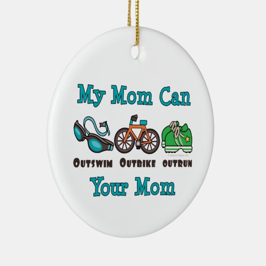 私のお母さんはOutbikeによって追い越されるトライアスロンOrnamをOutswimできます セラミックオーナメント (右)
