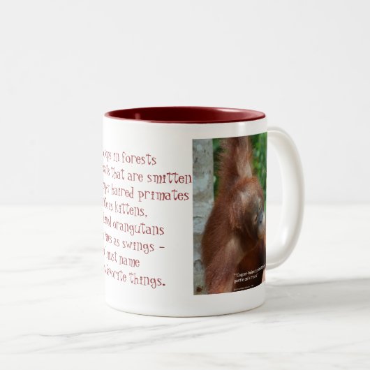 私のお気に入りのな事のオランウータンの動物愛好家を名前を挙げて下さい ツートーンマグカップ (正面右)