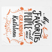 私のお気に入りのな人々は私を祖母のタイポグラフィの芸術と電話します フリースブランケット (正面(横))