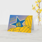 私のお気に入りのな水球の星への幸せな第16誕生日 カード (黄色い花)