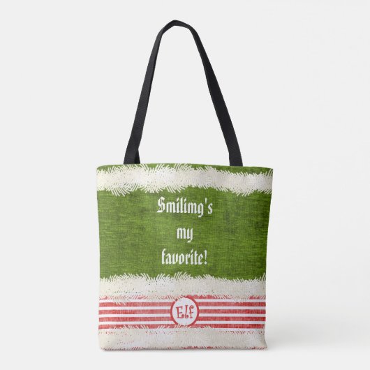 "私のお気に入りのな"クリスマスの小妖精や小人の引用文微笑します トートバッグ (裏面)