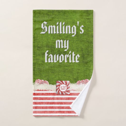 "私のお気に入りのな"クリスマスの小妖精や小人の引用文微笑します バスタオルセット (ハンドタオル)