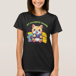 私のお気に入りのもの ゲーミング 猫 タコ 80年代 ゲーマー Tシャツ