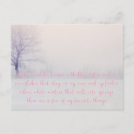 私のお気に入りのもの – ロマンチックな冬 ポストカード