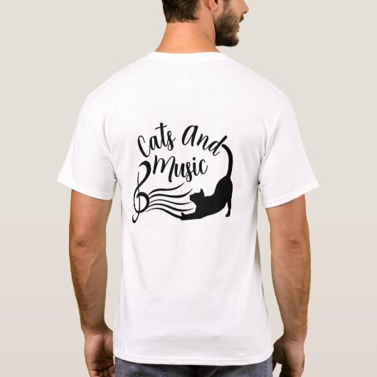 私のお気に入りのもの - 猫と音楽 Tシャツ (裏面)