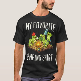 私のお気に入りのキャンプ かわいいカエル たき火 Tシャツ