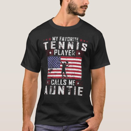 私のお気に入りのテニス選手は私をオバちゃんと呼ぶ母の日 Tシャツ (正面)