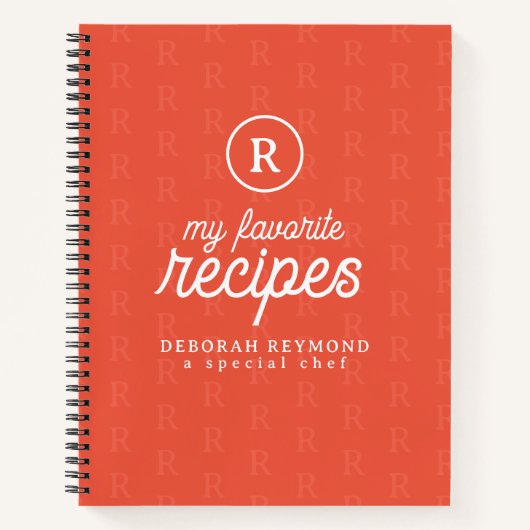 私のお気に入りのレシピモノグラムのオレンジ ノートブック (正面)