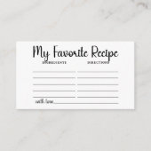 私のお気に入りのレシピ結婚のブライダルシャワー エンクロージャーカード (正面)