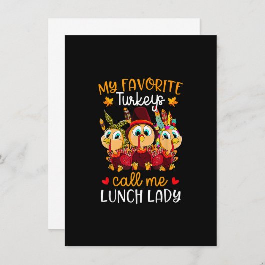 私のお気に入りの七面鳥は私をランチレディ秋と呼ん感謝していだ 招待状 (正面/裏面)