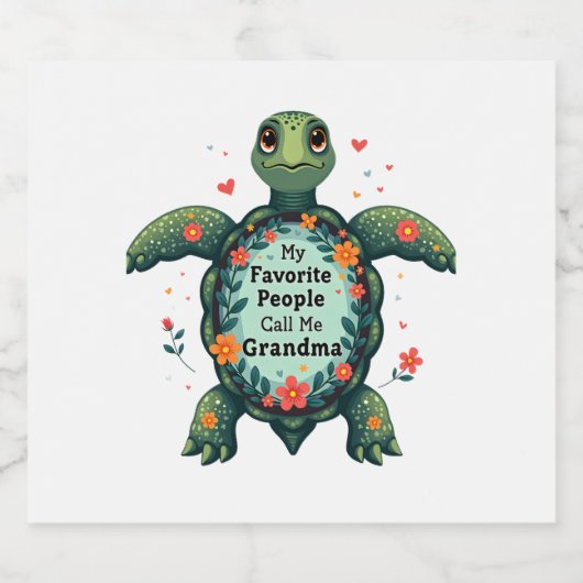 私のお気に入りの人々は私をおばあちゃん亀と呼ぶ – 祖父 スパークリングワインラベル (シングルラベル)