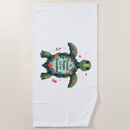 私のお気に入りの人々は私をおばあちゃん亀と呼ぶ – 祖父 ビーチタオル (正面)