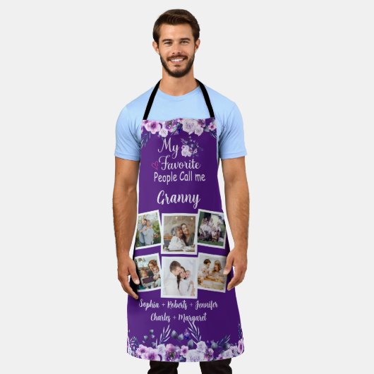 私のお気に入りの人々は私をおばあちゃん、名前と写真 エプロン (着用した状態)