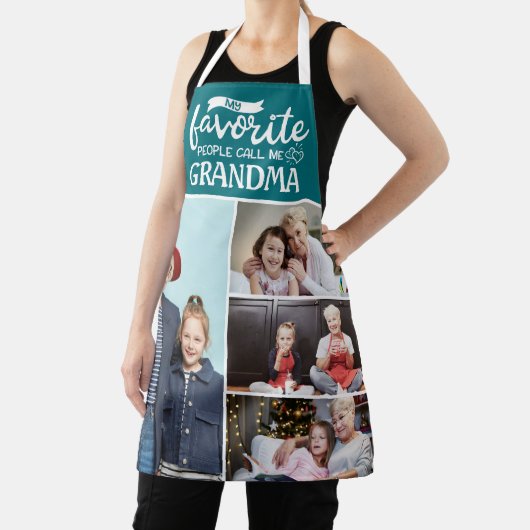 私のお気に入りの人々は私を呼ぶ|4家族の写真コラージュ エプロン (インサイチュ)