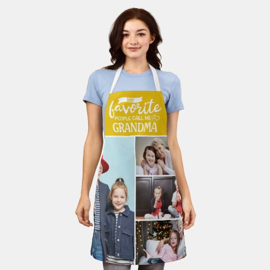 私のお気に入りの人々は私を呼ぶ|4家族の写真コラージュ エプロン (着用した状態)