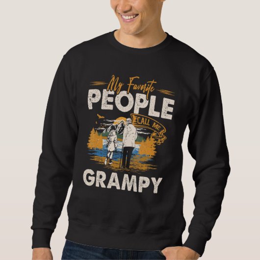 私のお気に入りの人々は私をGrampy男性と呼ぶレトロ夕日 スウェットシャツ (正面)