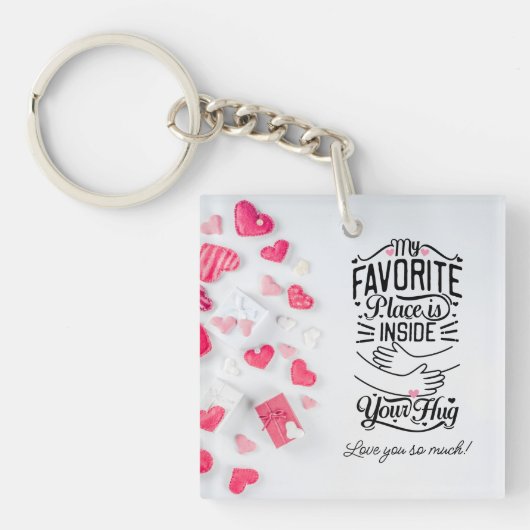 私のお気に入りの場所はあなたのハグバレンタインの中 キーホルダー (正面)