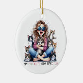 私のお気に入りの子供は毛皮猫を飼っている セラミックオーナメント (右)