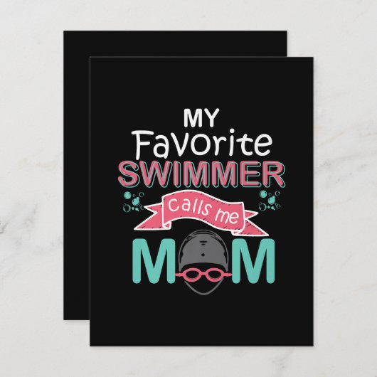 私のお気に入りの泳ぐ人は私を母と呼んで泳おもしろいぐ 招待状 (正面/裏面)
