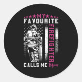 私のお気に入りの消防士は母の日と呼ぶ ラウンドシール (正面)