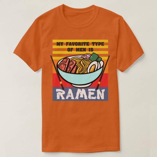 私のお気に入りの男性タイプはラーメンのレトロV日本の Tシャツ (デザイン正面)