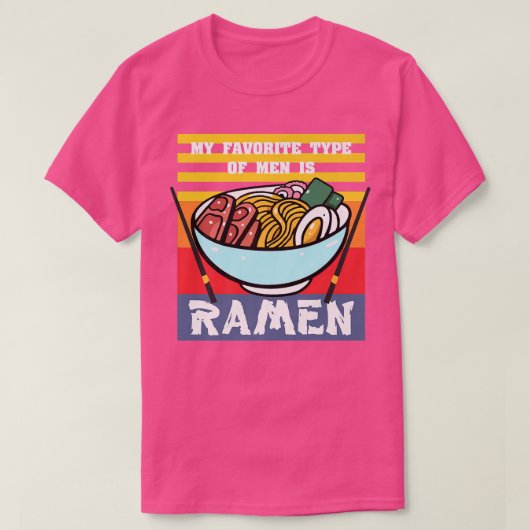 私のお気に入りの男性タイプはラーメンのレトロV日本の Tシャツ (デザイン正面)