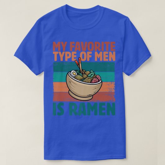 私のお気に入りの男性タイプはラーメンのレトロV日本の Tシャツ (デザイン正面)