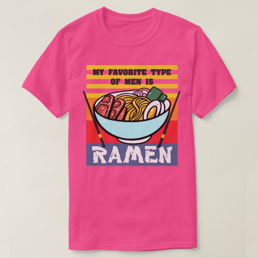 私のお気に入りの男性タイプはラーメンのレトロV日本の Tシャツ (デザイン正面)